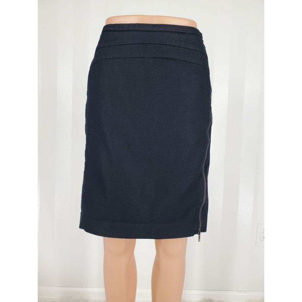 Worthington Navy Blue Side Zip Career A Line Skirt Sz 14